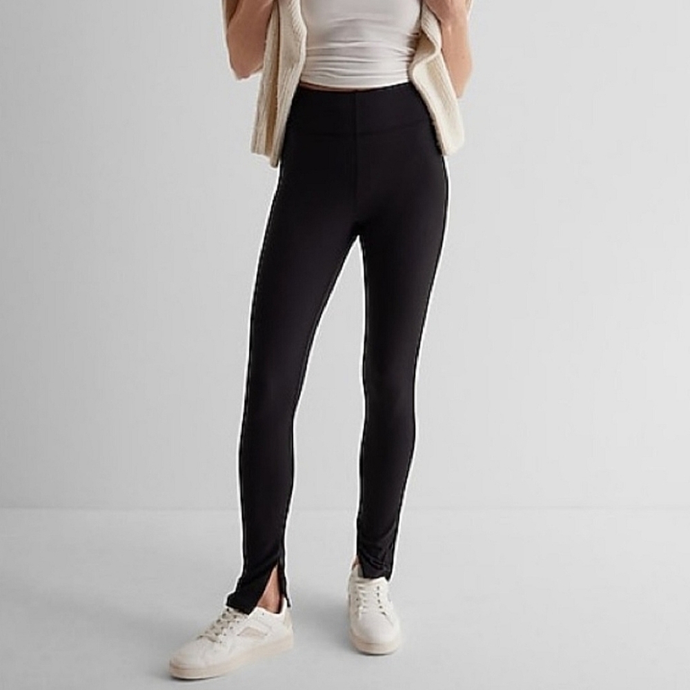 Express Black High-Waist Slim Leggings with Ankle Slit Size XS